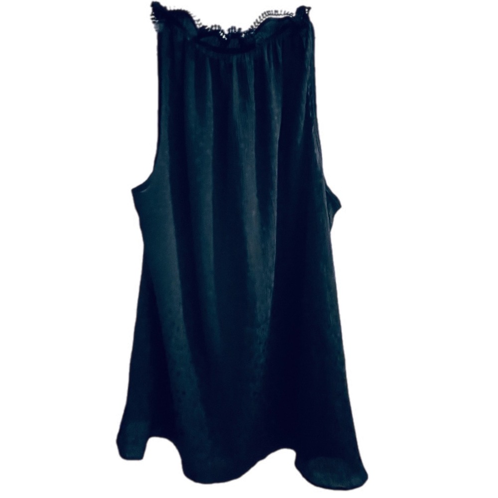 Max Studio Womens Black Sleeveless Tie Neck Crochet Trim Blouse Top Small - Picture 5 of 11